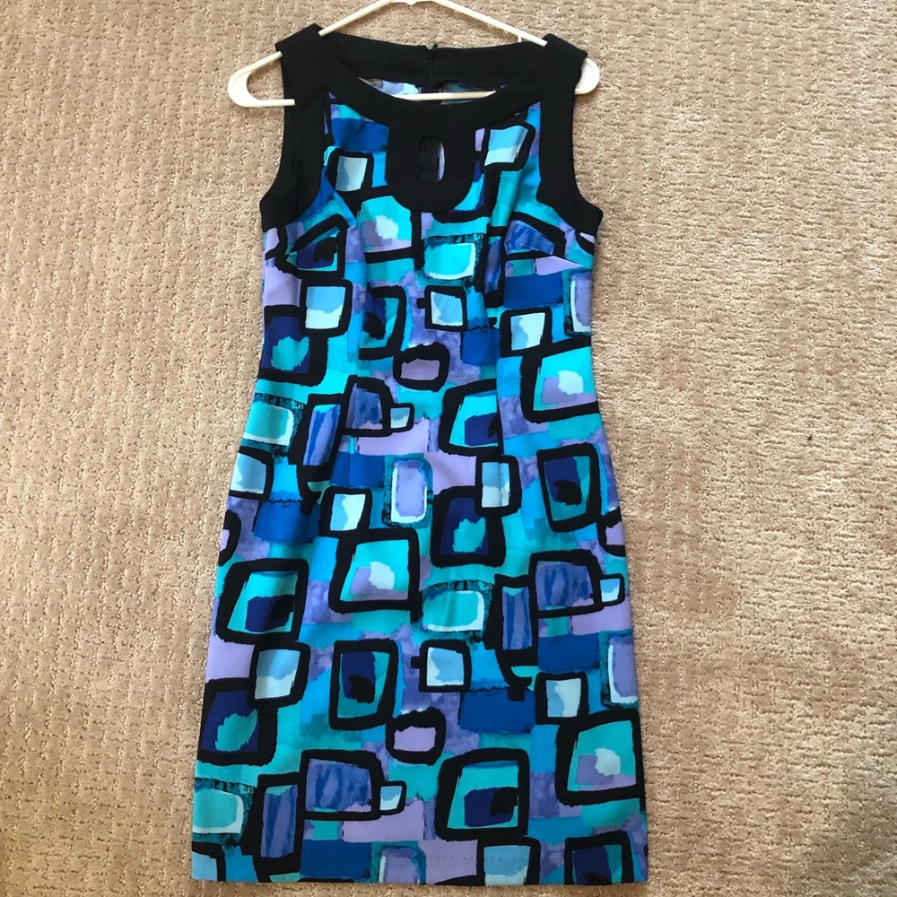 Blue and teal fitted dress